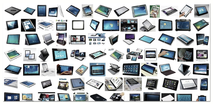 dozens of tablets computers